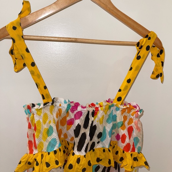 Anthropologie Animal Print Tie Strap Ruffle Tank Top - Picture 6 of 12